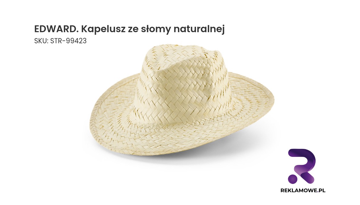 EDWARD. Kapelusz ze słomy naturalnej Naturalny słomiany kapelusz EDWARD