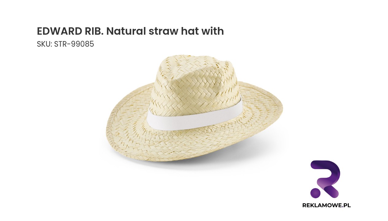 EDWARD RIB. Natural straw hat with sublimated ribbon Naturalny kapelusz z słomy EDWARD RIB