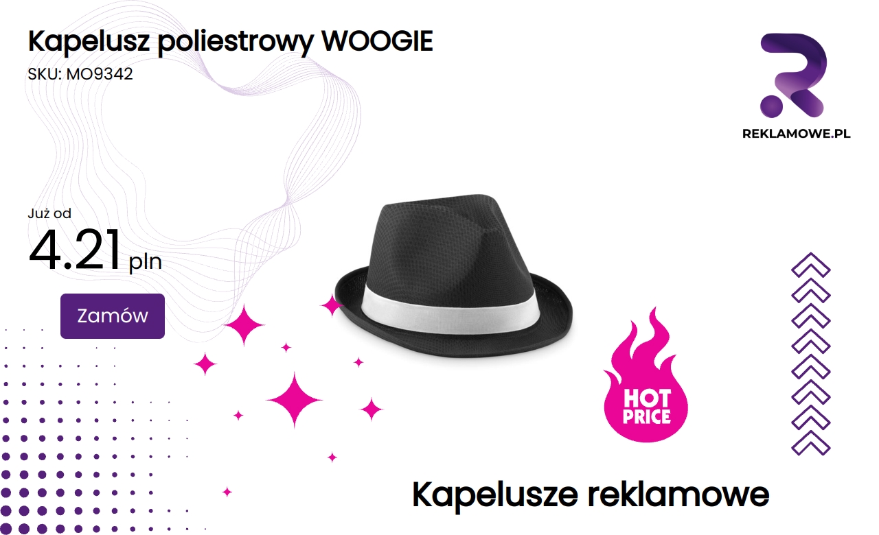 Modny kapelusz poliestrowy WOOGIE