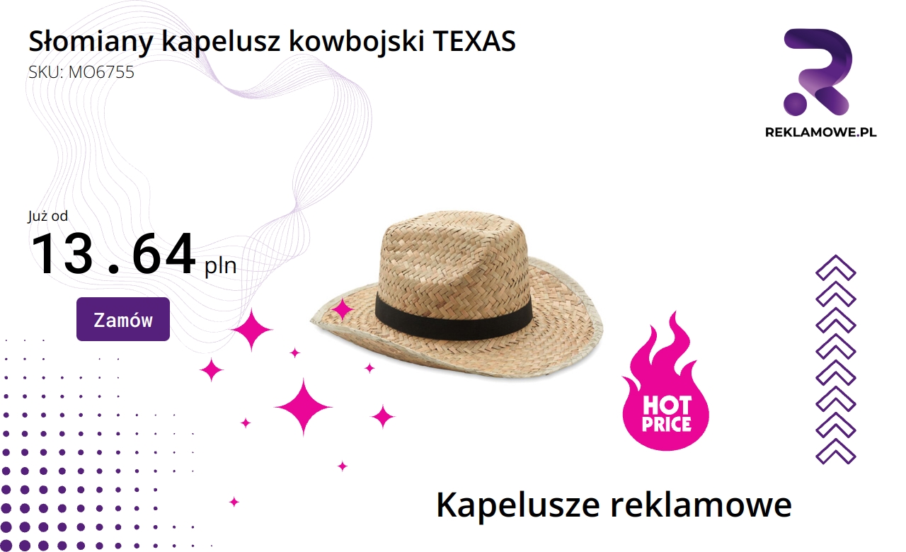 Słomiany kapelusz kowbojski TEXAS